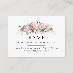Carte D'accompagnement Rustic Blush rose Floral Téléphone ou E-mail RSVP