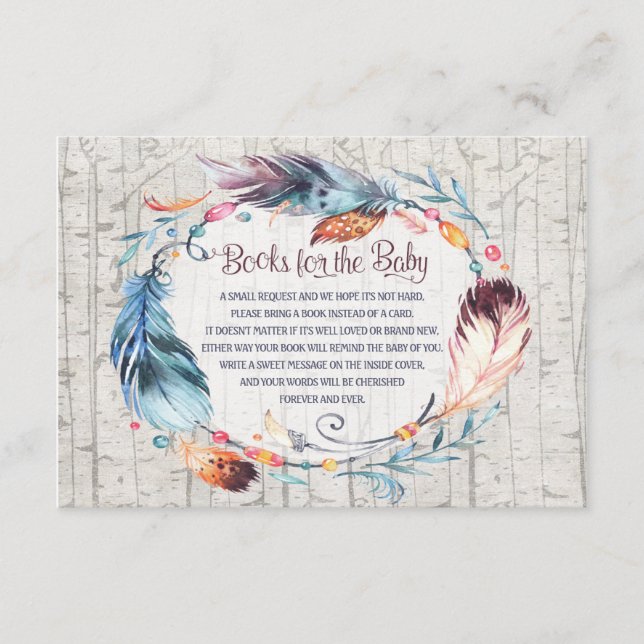 Carte D'accompagnement Rustic Boho Baby shower Bohemian Livres pour bébé (Devant)
