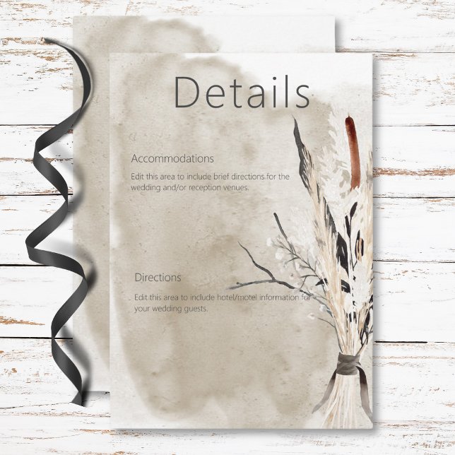 Carte D'accompagnement Rustic Boho Bouquet Moderne Détails du Mariage (Rustic Boho Bouquet Modern Wedding Details Enclosure Card)