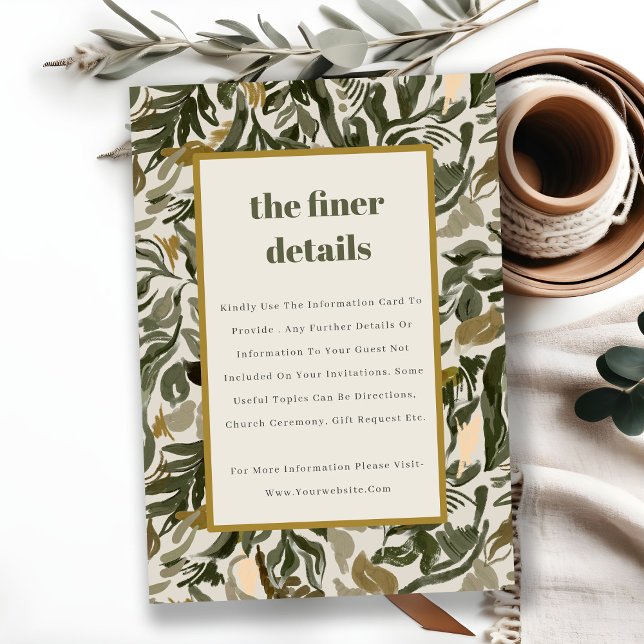 Carte D'accompagnement Rustic Boho Retro Green Botanical Mariage Détail (Créateur téléchargé)