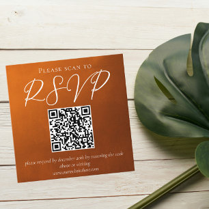 Carte D'accompagnement Rustic Burange Orange Automne Mariage QR Code RSVP