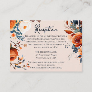 Carte D'accompagnement Rustic Burnt Orange et Blue Wedding RSVP