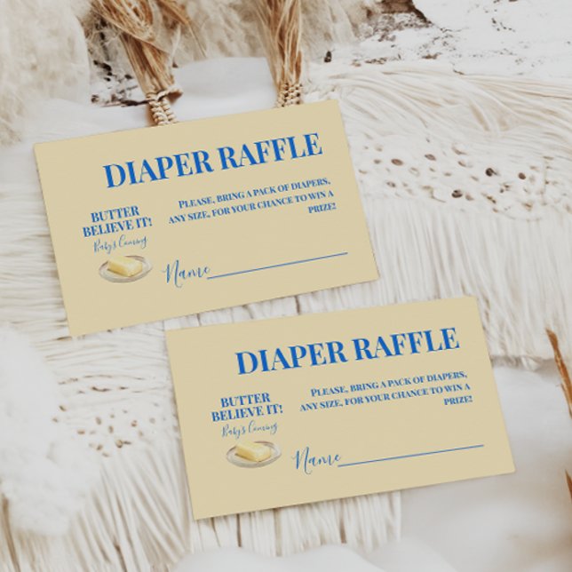Carte D'accompagnement Rustic Butter Yellow Blu Baby Shower Diaper Raffle (Créateur téléchargé)