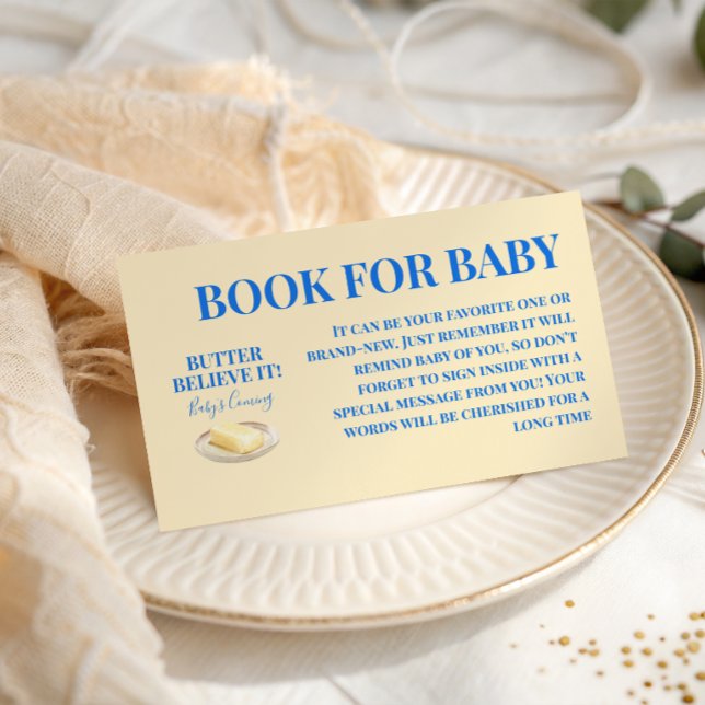 Carte D'accompagnement Rustic Butter Yellow Blue Boy Book For Baby Shower (Créateur téléchargé)