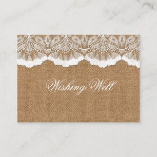 Carte D'accompagnement Rustic Chic burlap et dentelle mariage campagnard