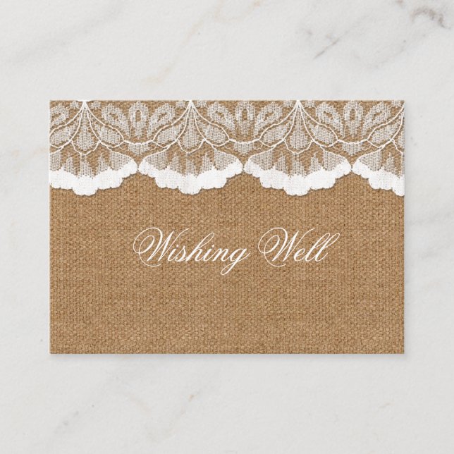 Carte D'accompagnement Rustic Chic burlap et dentelle mariage campagnard (Devant)