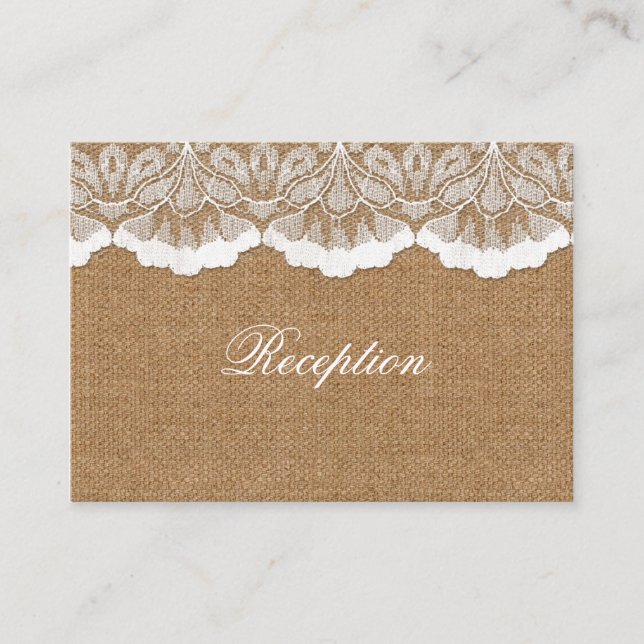 Carte D'accompagnement Rustic Chic burlap et dentelle mariage campagnard (Devant)