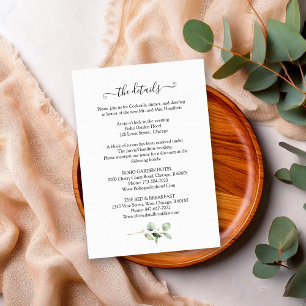 Carte D'accompagnement Rustic Chic Greenery Eucalyptus Détails du Mariage