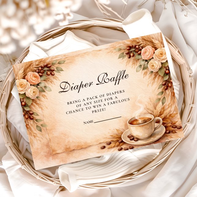 Carte D'accompagnement Rustic Coffee Baby Shower Diapper Raffle (Créateur téléchargé)