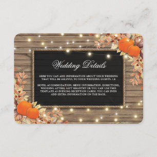 Carte D'accompagnement Rustic Country Automne Détails du Mariage de autom