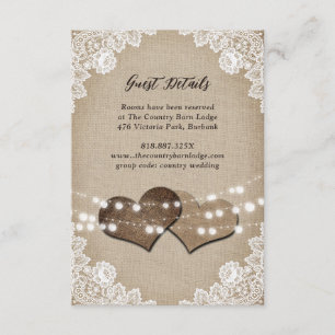 Carte D'accompagnement Rustic Country Burlap Floral Lace Mariage