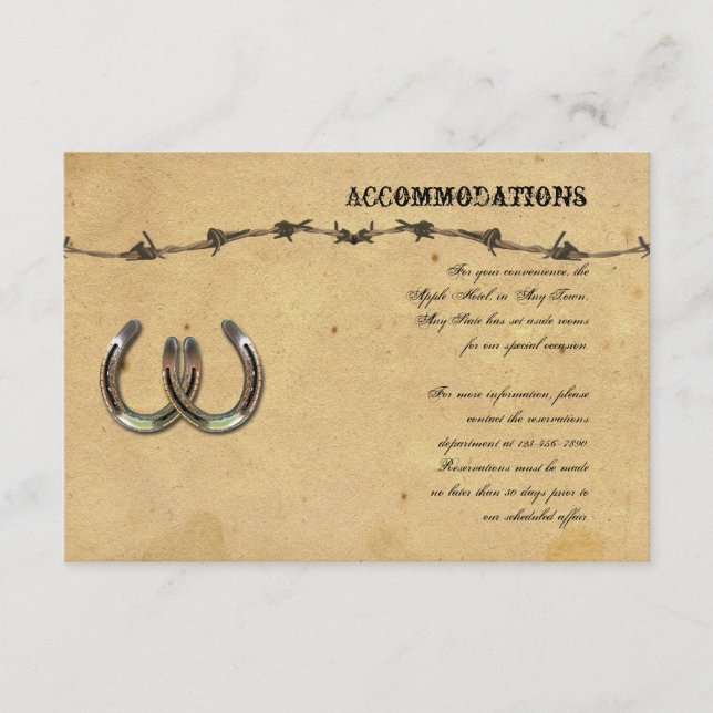Carte D'accompagnement Rustic Country Horseshoe Barbed Mariage (Devant)
