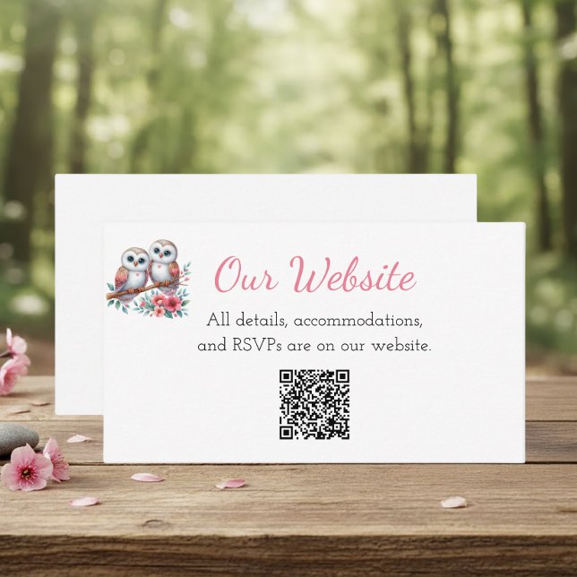 Carte D'accompagnement Rustic Country Owl Boho Wedding Website  (Créateur téléchargé)