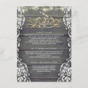 Carte D'accompagnement Rustic Country Wood Détails du Mariage - Informati