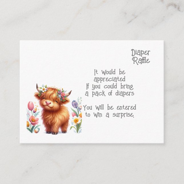 Carte D'accompagnement Rustic Cute Baby Highland Cow Bébé tombola de couc (Devant)