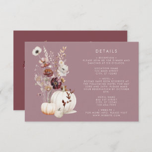 Carte D'accompagnement Rustic Fall Floral Citrouille Mariage