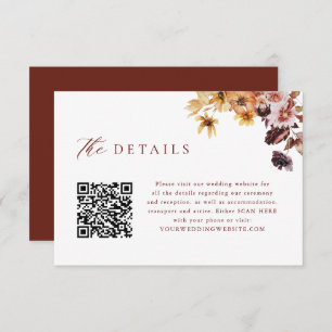 Carte D'accompagnement Rustic Fall Floral QR Code Détails du Mariage