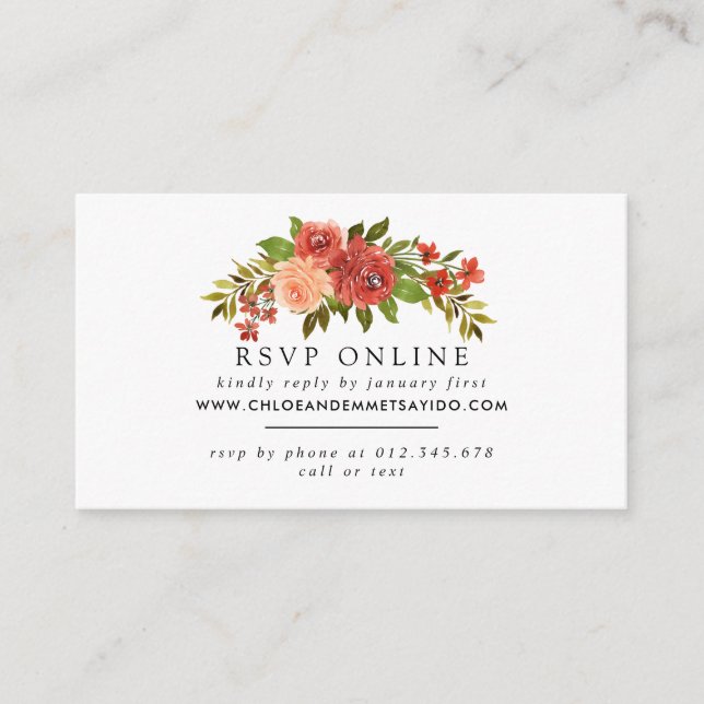 Carte D'accompagnement Rustic Fall Floral Site Mariage RSVP (Devant)