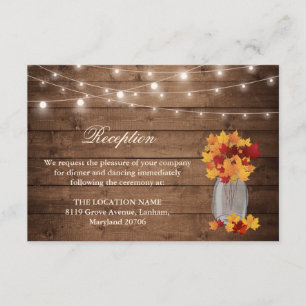 Carte D'accompagnement Rustic Fall Laisses String Light Mariage Réception