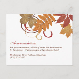 Carte D'accompagnement Rustic Falling Feuille Mariage Hébergements