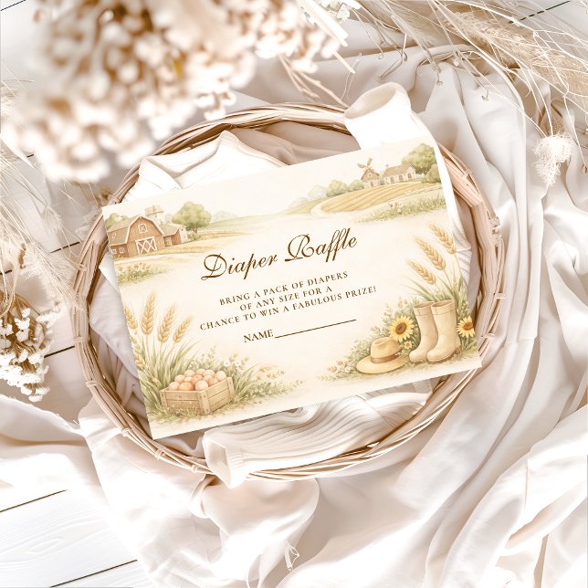 Carte D'accompagnement Rustic Farm Meadow Baby Shower Diapper Raffle (Créateur téléchargé)