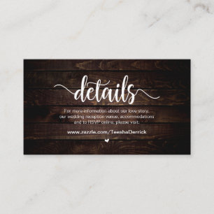 Carte D'accompagnement Rustic Farm Wood, détails Mariages