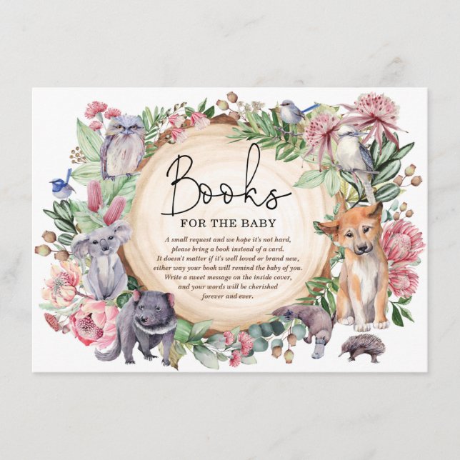Carte D'accompagnement Rustic Floral Australia Animals Livres pour bébé (Devant)