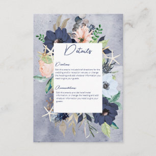Carte D'accompagnement Rustic Floral Beach Mariage nautique Détails