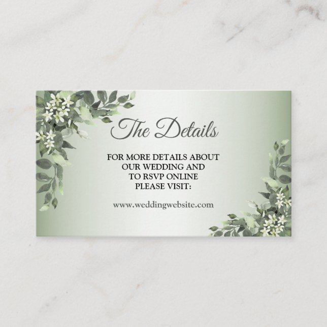 Carte D'accompagnement Rustic Floral Greenery Eucalyptus Leaves Details (Devant)