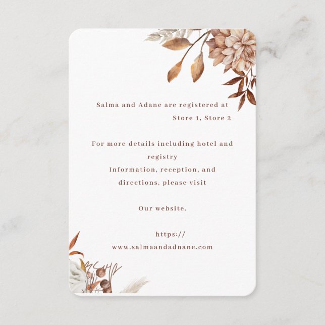 Carte D'accompagnement Rustic Floral Wedding Enclosure Card – Earthy Eleg (Devant)