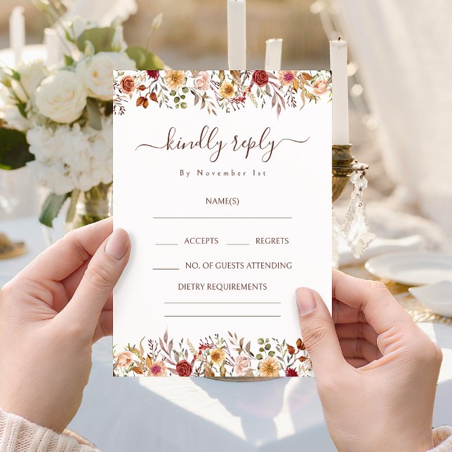 Carte D'accompagnement Rustic Flower Bloom Bohemian Wedding RSVP Cards (Créateur téléchargé)