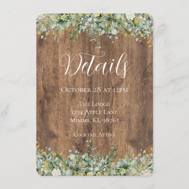 Carte D'accompagnement Rustic Gold Eucalyptus & White Floral Wedding (Devant)
