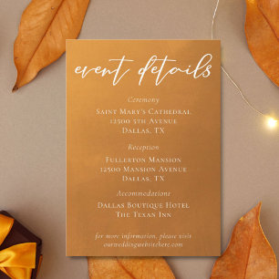Carte D'accompagnement Rustic Gold Typography Mariage de automne détails
