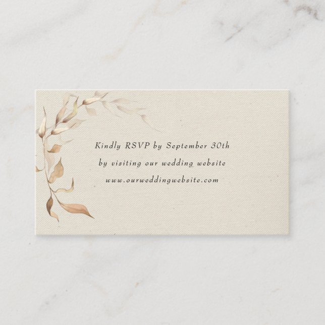 Carte D'accompagnement Rustic Golden Greenery mariage rsvp en ligne (Devant)