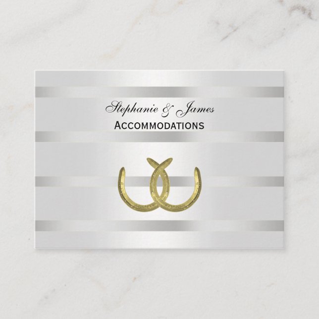 Carte D'accompagnement Rustic Golden Horseshoes Silver Wht Hébergements (Devant)