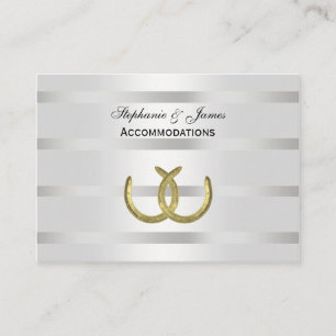 Carte D'accompagnement Rustic Golden Horseshoes Silver Wht Hébergements