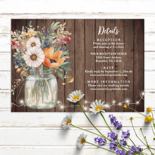 Carte D'accompagnement Rustic Grange Bois Fleurs Country Détails Mariage