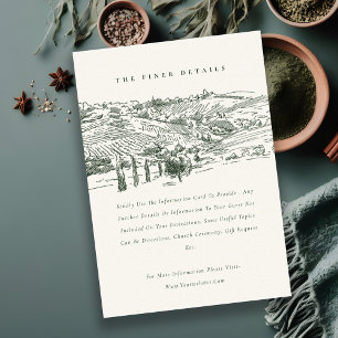 Carte D'accompagnement Rustic Green Winery Mountain Croquis Mariage Détai