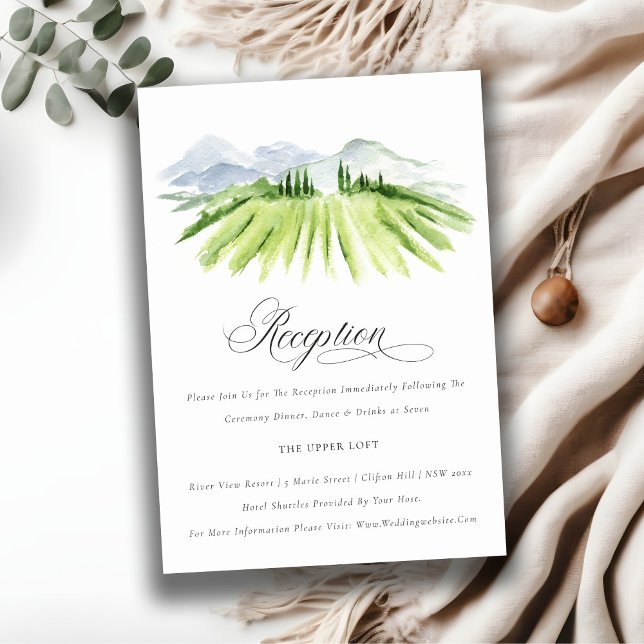Carte D'accompagnement Rustic Green Winery Vignoble Réception de mariage (Créateur téléchargé)
