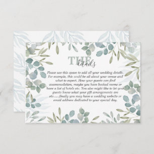 Carte D'accompagnement Rustic Greenery Aquarelle Détails du Mariage