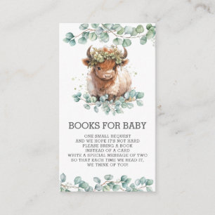 Carte D'accompagnement Rustic Greenery Livres de vache Highland pour bébé