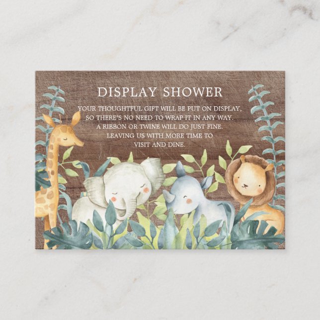Carte D'accompagnement Rustic Jungle Animaux Baby Cadeau Afficher Douche (Devant)