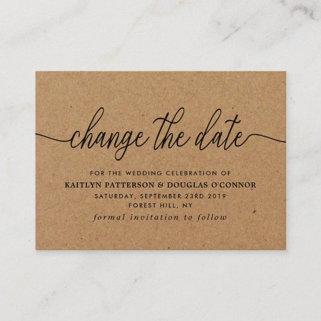 Carte D'accompagnement Rustic Kraft Simple Script Modifier La Date (Devant)