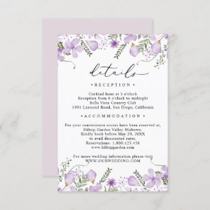 Carte D'accompagnement Rustic Lavender Floral Détails Mariage