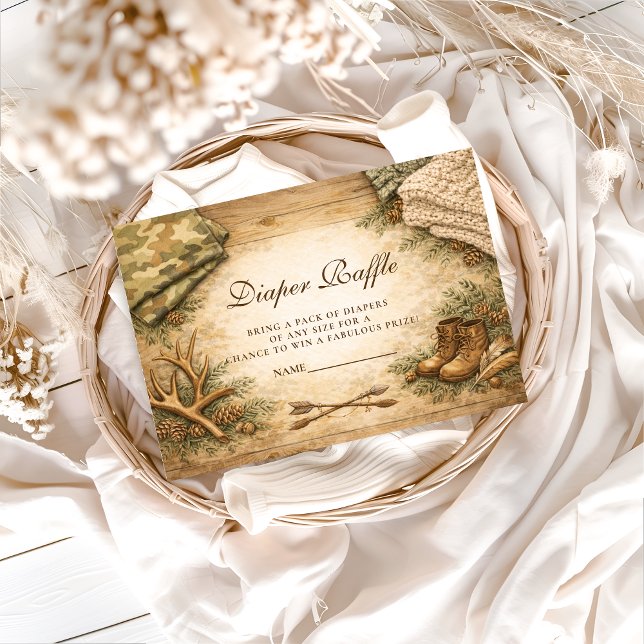 Carte D'accompagnement Rustic Little Hunter Woodland Diapper Raffle (Créateur téléchargé)