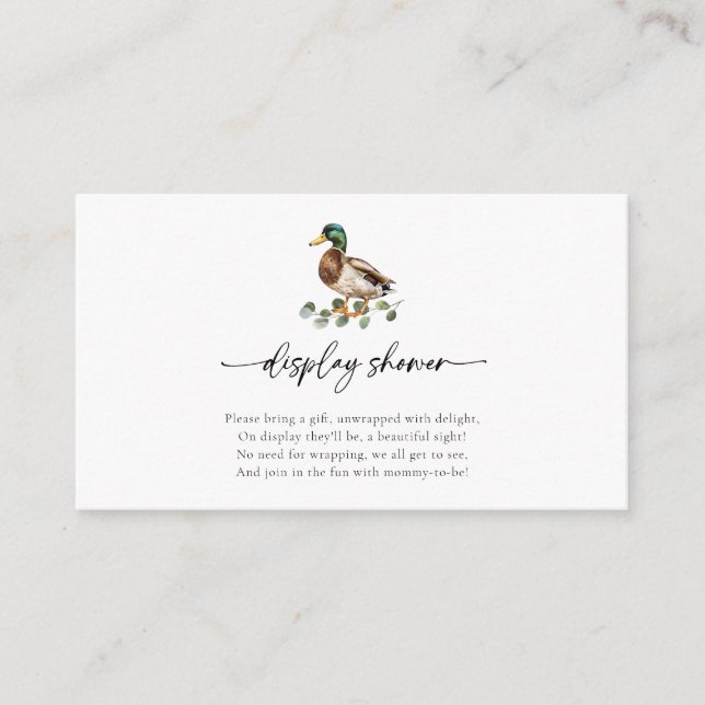 Carte D'accompagnement Rustic Mallard Baby shower à canard douche (Devant)
