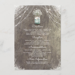 Carte D'accompagnement Rustic Mason Jar Baby's Breath Détails du Mariage