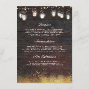 Carte D'accompagnement Rustic Mason Jar Lumières Mariage Information Invi