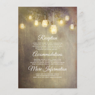 Carte D'accompagnement Rustic Mason Jar Lumières Mariage Information Invi