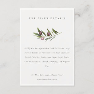 Carte D'accompagnement Rustic Minimal Olive Branch Foliage Mariage Détail